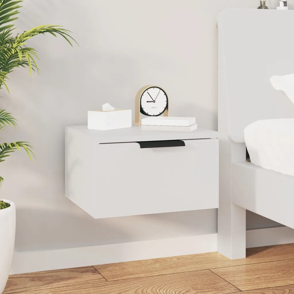 Set di 2 Comodini | Armadio da Notte | Mobiletto da notte a Muro Bianchi 34x30x20 cm