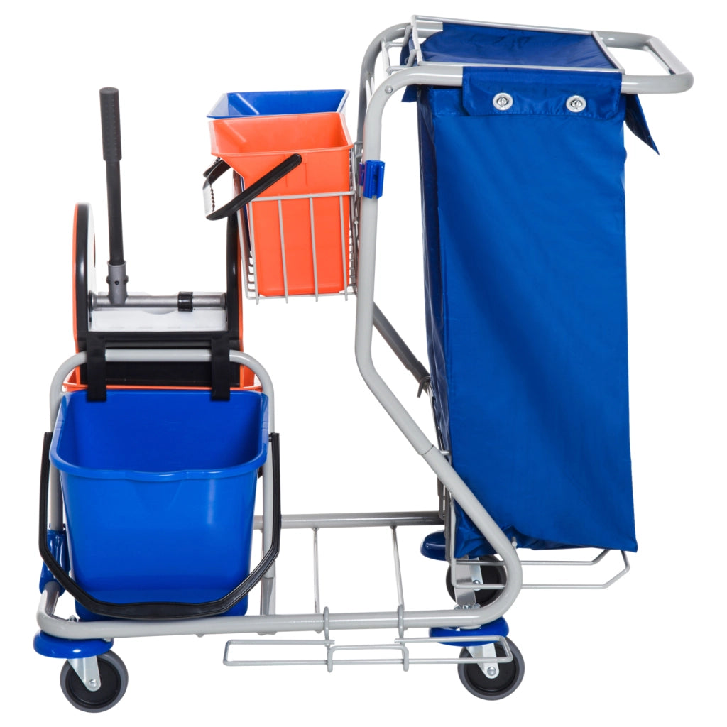 Carrello pulizia con secchi 18L e 6L ¨C zephmum ¨C blu arancione 93x80x97 cm