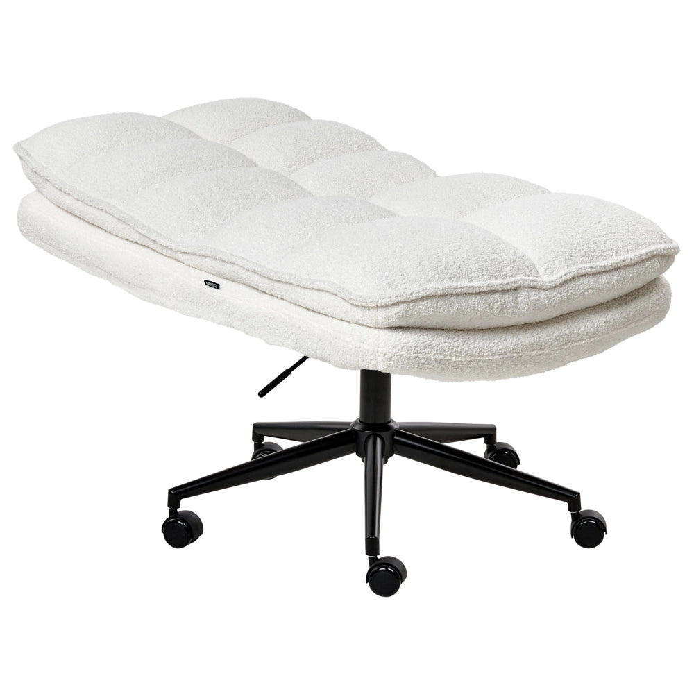 Sedia da scrivania per ufficio Rivestimento in Boucle  bianco Regolazione dell'altezza del sedile Imbottitura girevole reclinabile