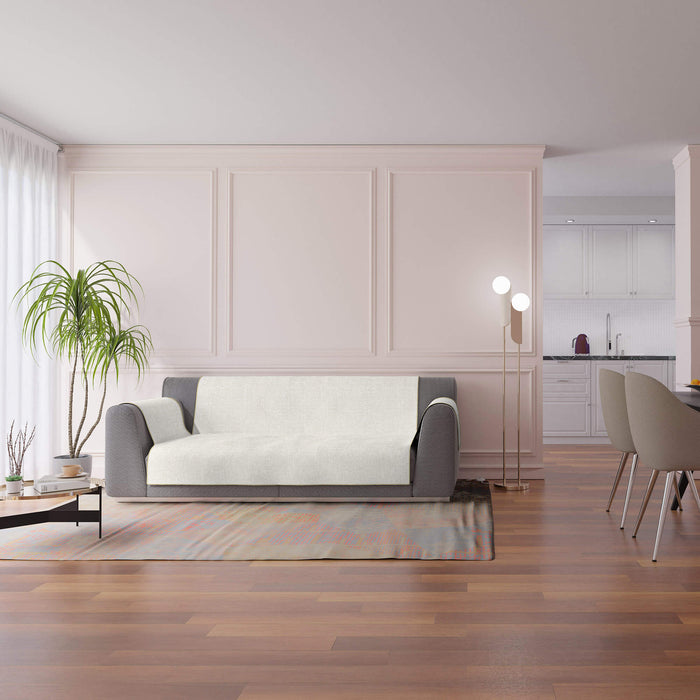 Copridivano con Copri Braccioli Seduta 60 cm in Poliestere Panna