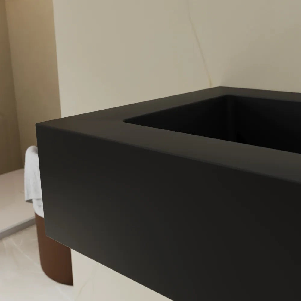 Lavabo sospeso in marmoresina 70cm nero opaco | Koro