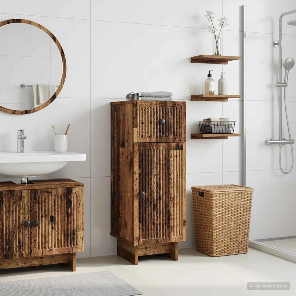 Mobiletto da Bagno EDE Legno antico 30 x 31 x 80 cm 895953