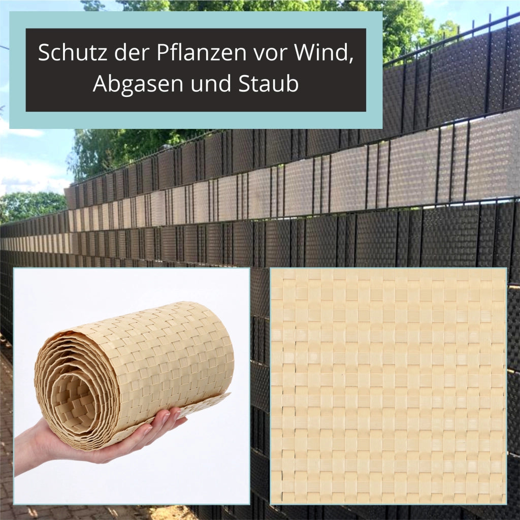 Nastro per recinzioni KADAX beige per pannelli di recinzione 19 cm 2,55 m Copertura per recinzione