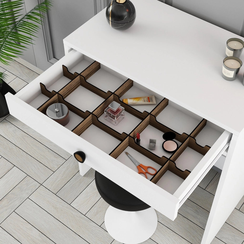 Mobile da Trucco Carde, Toeletta Specchio Incluso, 70x85x40h cm Bianco