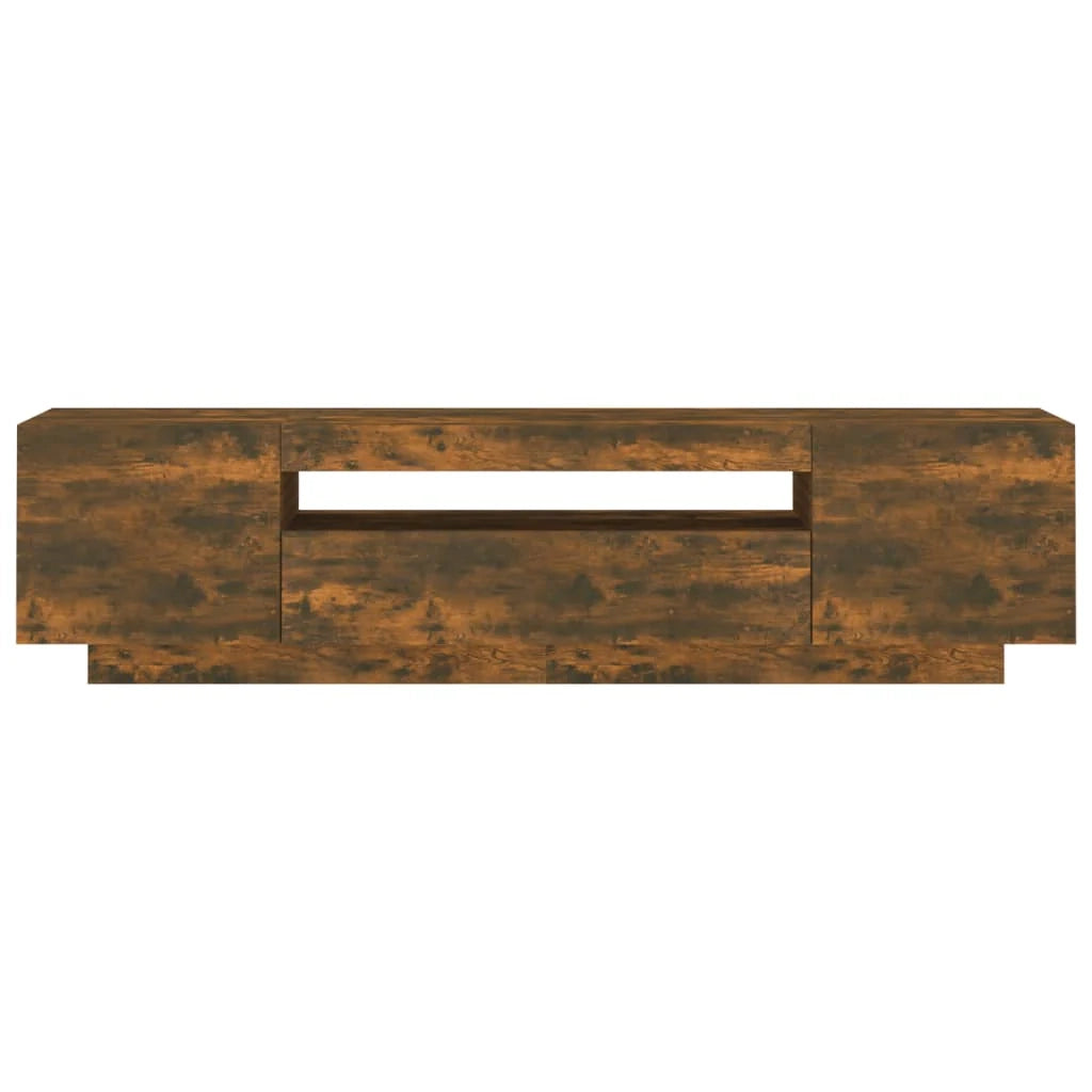 Mobile TV multimediale scaffale TV credenza mobile TV per sala da pranzo soggiorno camera da letto con luci a LED rovere affumicato 160 x 35 x 40 cm marrone 02_0026724