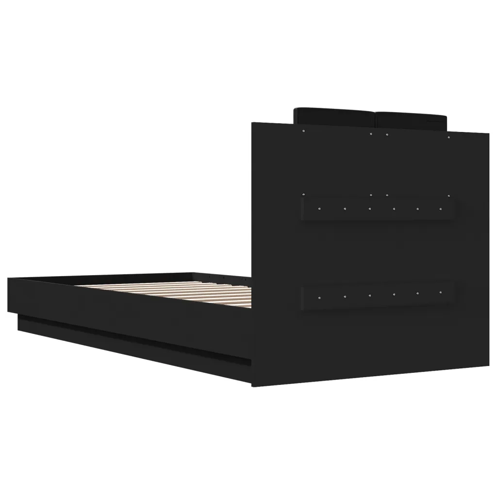 Giroletto con Testiera e LED Nero 100x200 cm 3210025