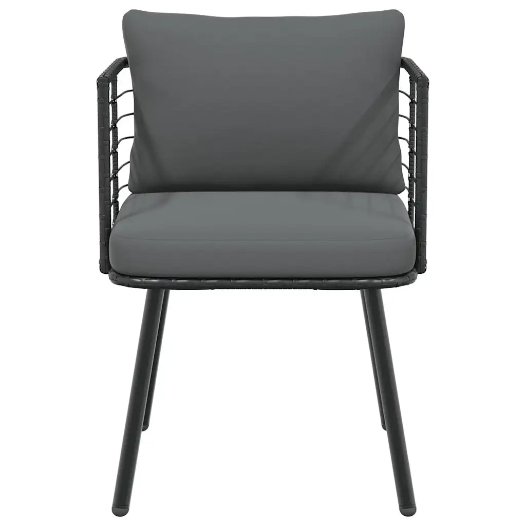 Sedie da Giardino con Cuscini 2 pz | Sedie da Esterno Nere in Polyrattan