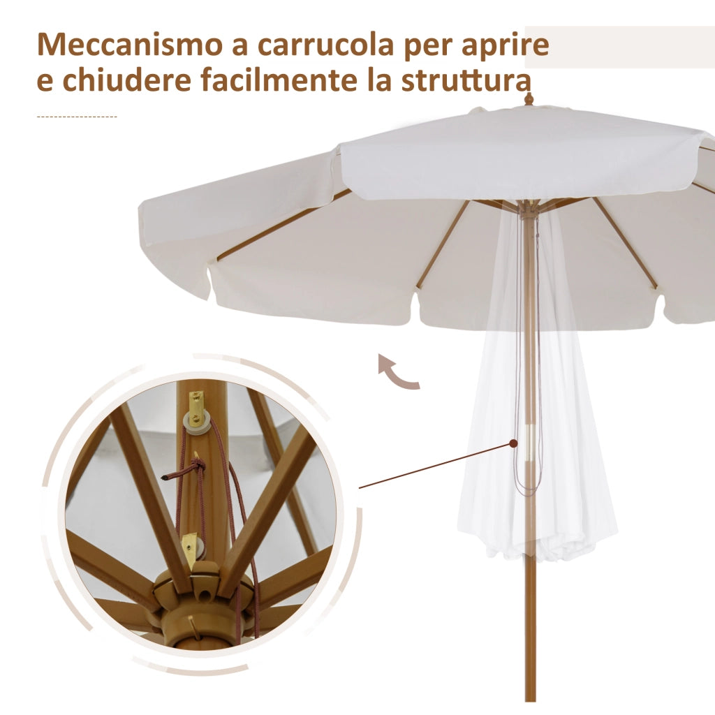 Ombrellone da Giardino in Bamb¨´ e Poliestere ¨C zephmum ¨C Crema ?325x250 cm