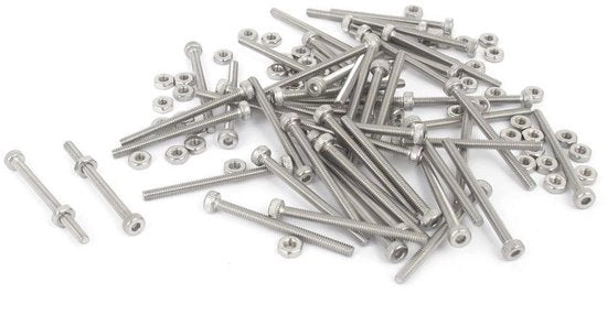 Set di viti e dadi M2x25mm, testa a stella con rilievo, 50 pezzi, adatto per progetti di fissaggio e hardware.