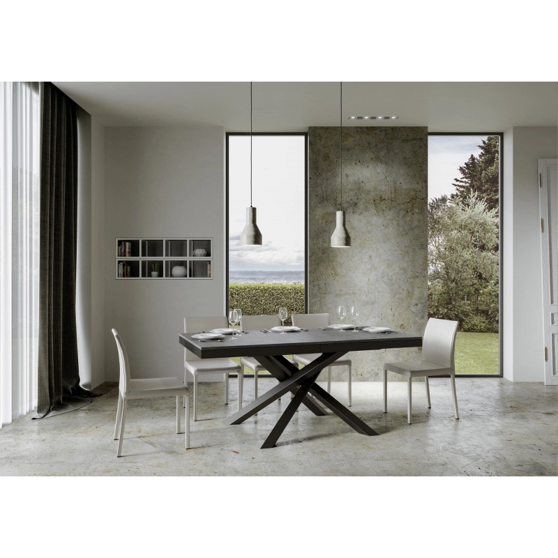 Tavolo allungabile 90x180/284 cm Volantis Evolution telaio Antracite - Cemento
