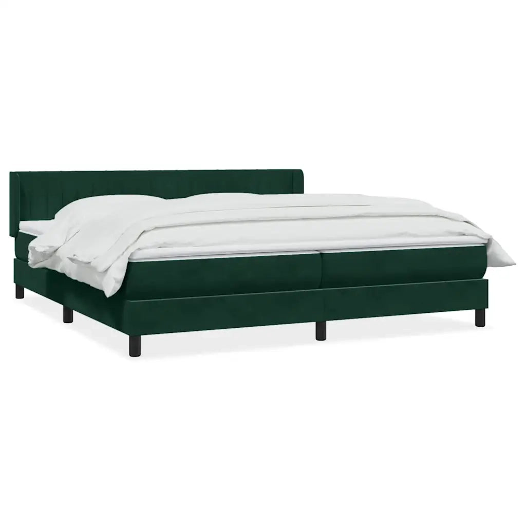 Giroletto a Molle con Materasso Verde Scuro 180x220 cm Velluto