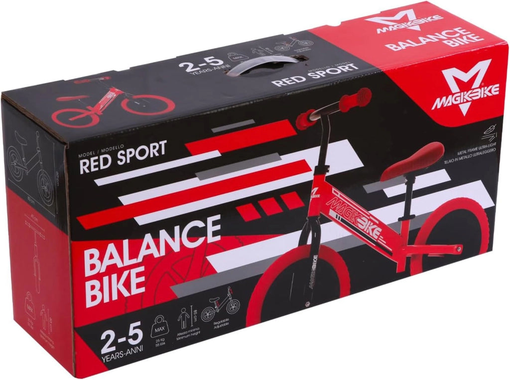 Bicicletta Senza Pedali Balance Bike per Bambini 10 Pollici 80x40x60 cm Sellino e Manubrio Regolabili Sport Rosso