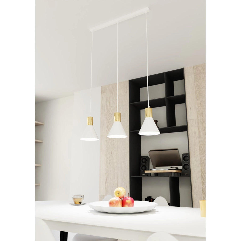 Lampada a sospensione Rosa in acciaio bianco e oro