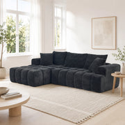 Divano angolare convertibile a L; stile moderno; nero e grigio