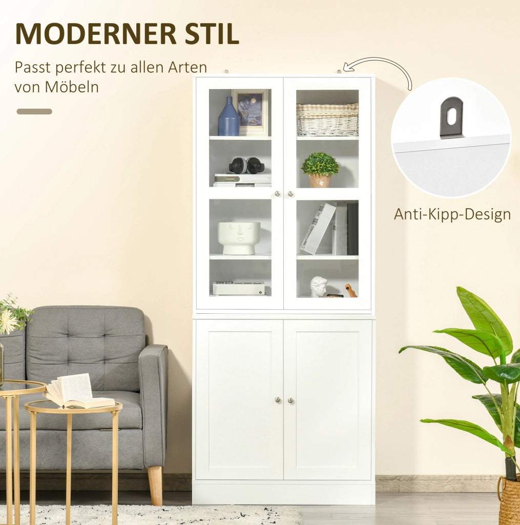 Mobile vetrina bianco in MDF con vetro temperato, 178,5 cm