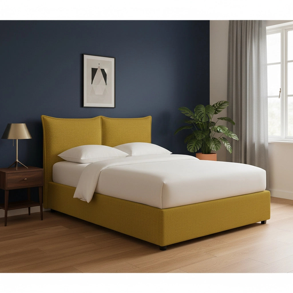 Newquay, Letto Singolo Sfoderabile Made in Italy, Giallo Ocra