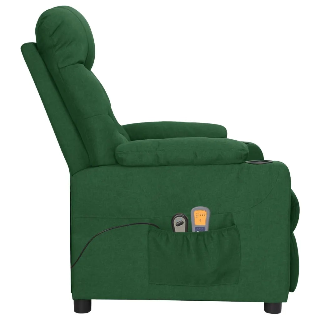 Poltrona Massaggiante Elettrica Verde Scuro in Tessuto 3098833