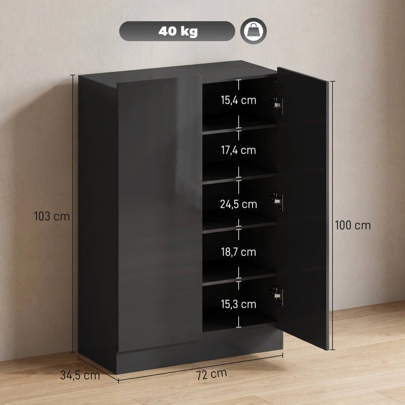 SCARPIERA 5 Ripiani 72x34,5x103 cm Nera con Ripiani Regolabili