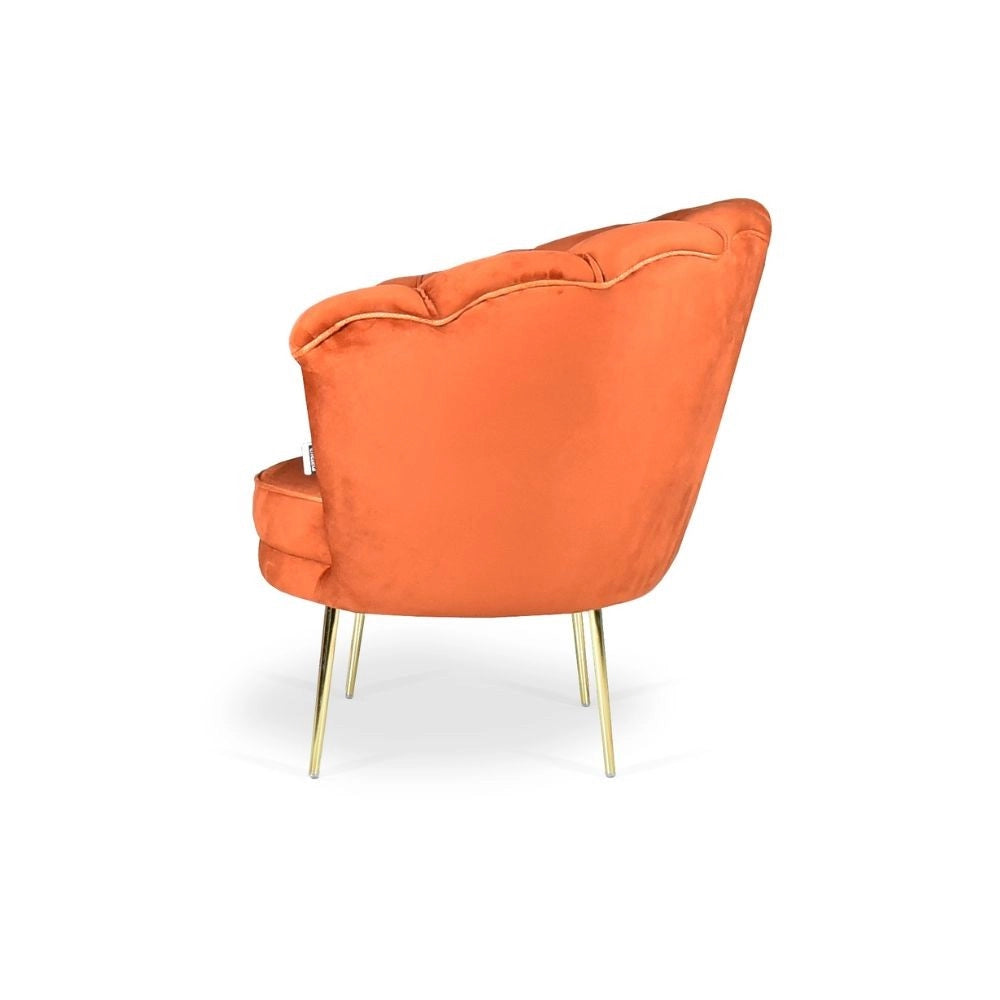 Poltrona a conchiglia Orel in velluto colore arancio