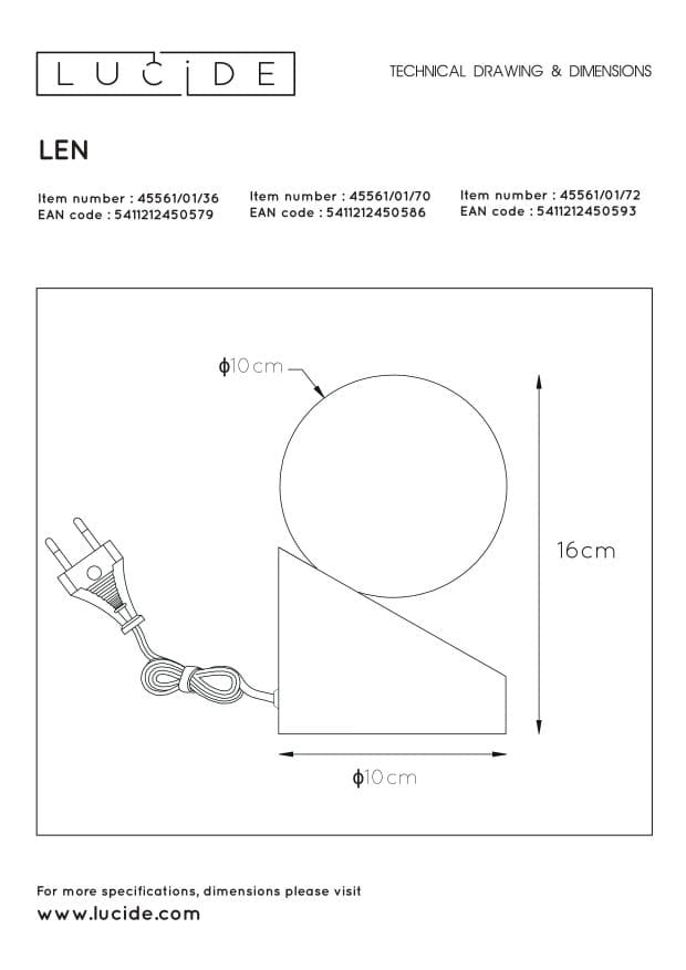 Lampada da tavolo Lucide LEN metallo/vetro G9 5W marrone/bianco