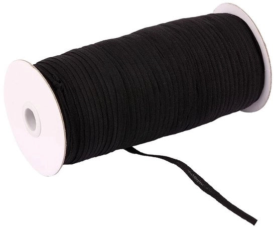 Corda in cotone 100% 220 metri - 7 mm - nero - per cucito DIY - accessori per abbigliamento - duraturo e resistente
