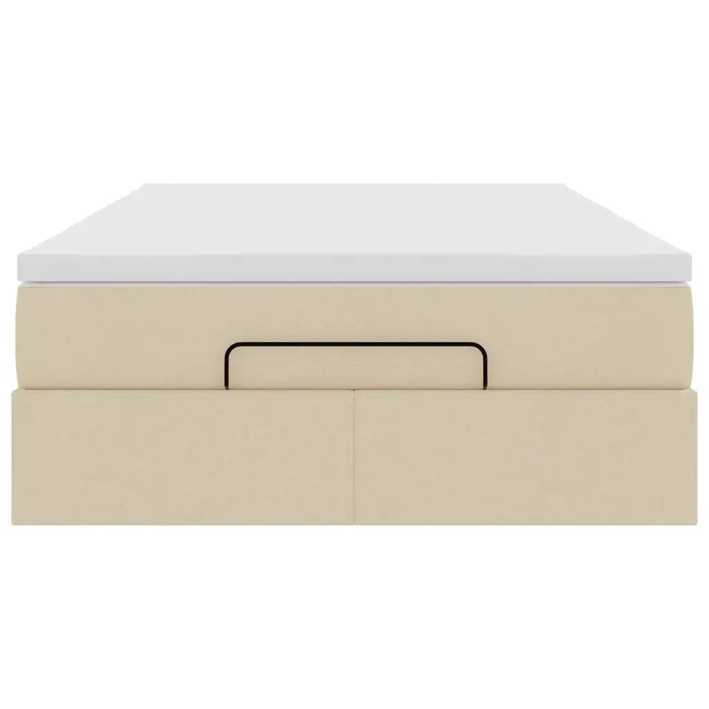 Struttura Letto Pouf con Materasso Crema 120x200 cm in Tessuto