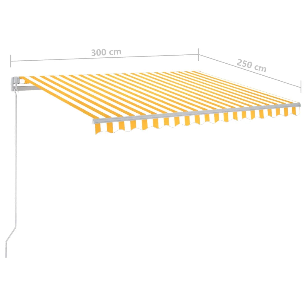 Tenda da Sole | Tenda parasole Manuale con LED 300x250 cm Gialla e Bianca