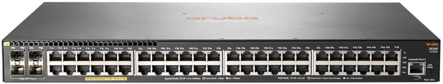 Hpe aruba 2930f 48g poe+ 4sfp - switch - l3 - gestito - 48 x 10/100/1000 (poe+) + 4 x gigabit sfp (uplink) - montabile su rack - poe+ (370 w) - jl262a - JL262A#ABB