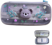 Etui Koala, pennaio con chiusura a cerniera, grande progettazione con 2 compartimenti per tasca per penne trasparente, impermeabile, per scuola e ufficio, design elegante, 23 cm x 11 x 5 cm