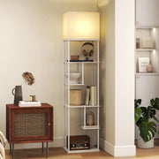 LAMPADA DA PAVIMENTO Con ripiani 40 x 29 x 171 cm Legno Bianco