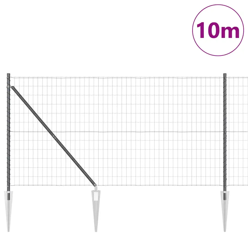 Recinzione con Posto Grigio 1,2 x 10 m Acciaio e PVC