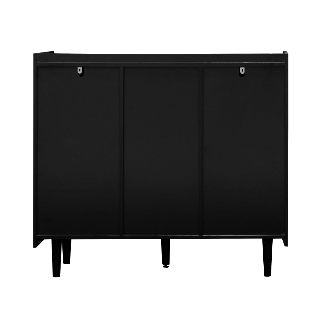 Credenza con 2 cassetti e vano aperto in MDF nero e rosso per soggiorno e sala da pranzo 40 × 90 × 80 cm