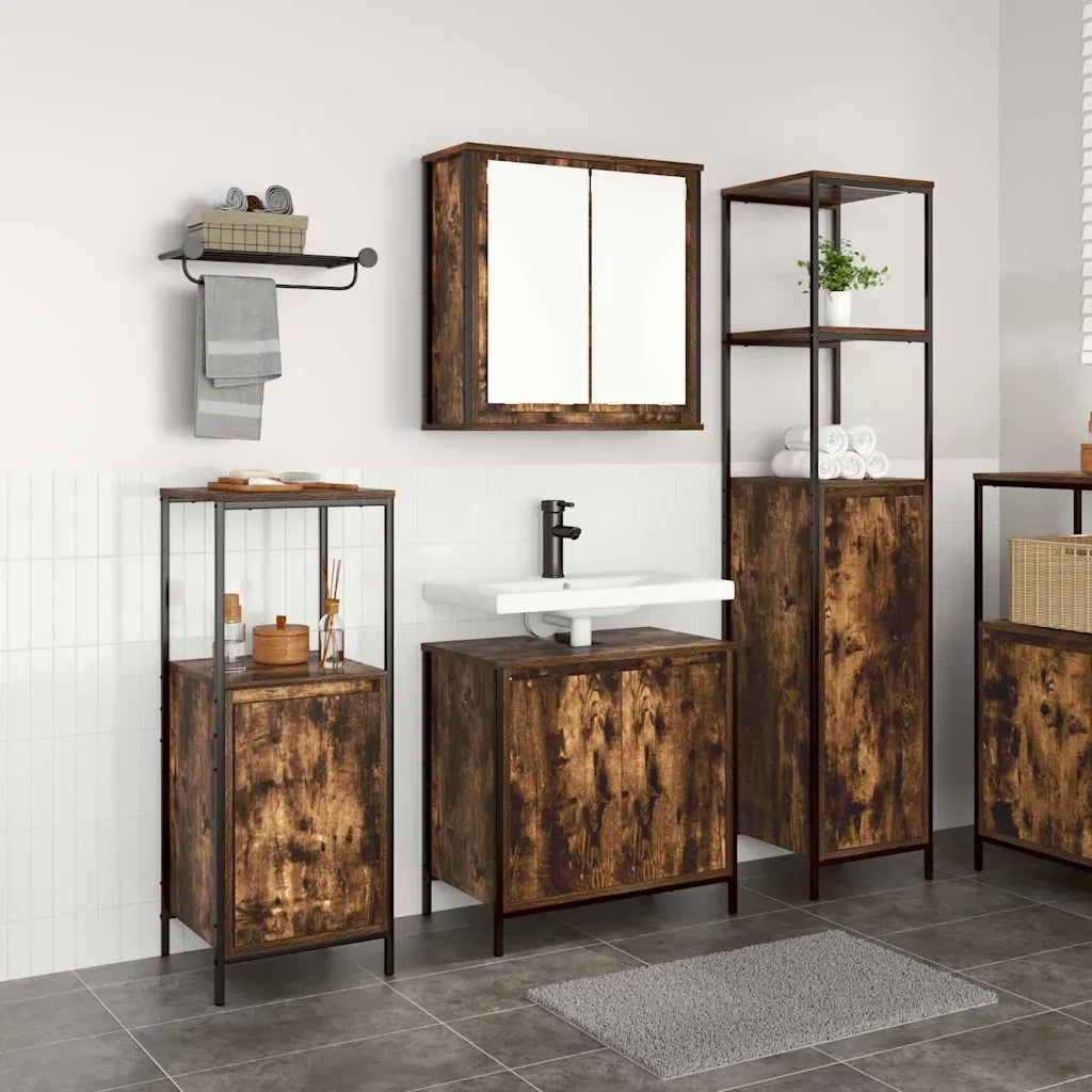 Set di mobili per il bagno 3 pcs Rovere Affumicato e Nero 3328396
