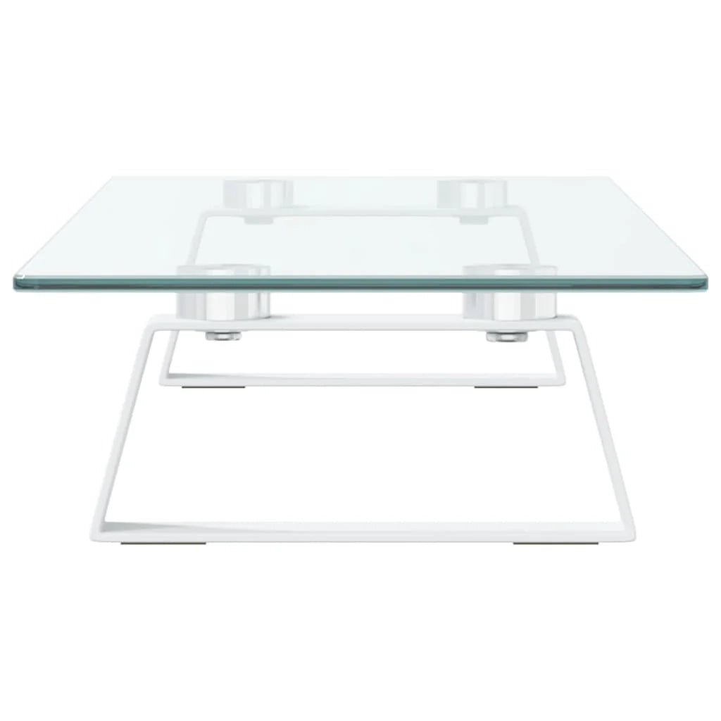 Supporto per monitor mobile da scrivania 60 x 20 x 8 cm vetro temperato e metallo bianco 02_0044896