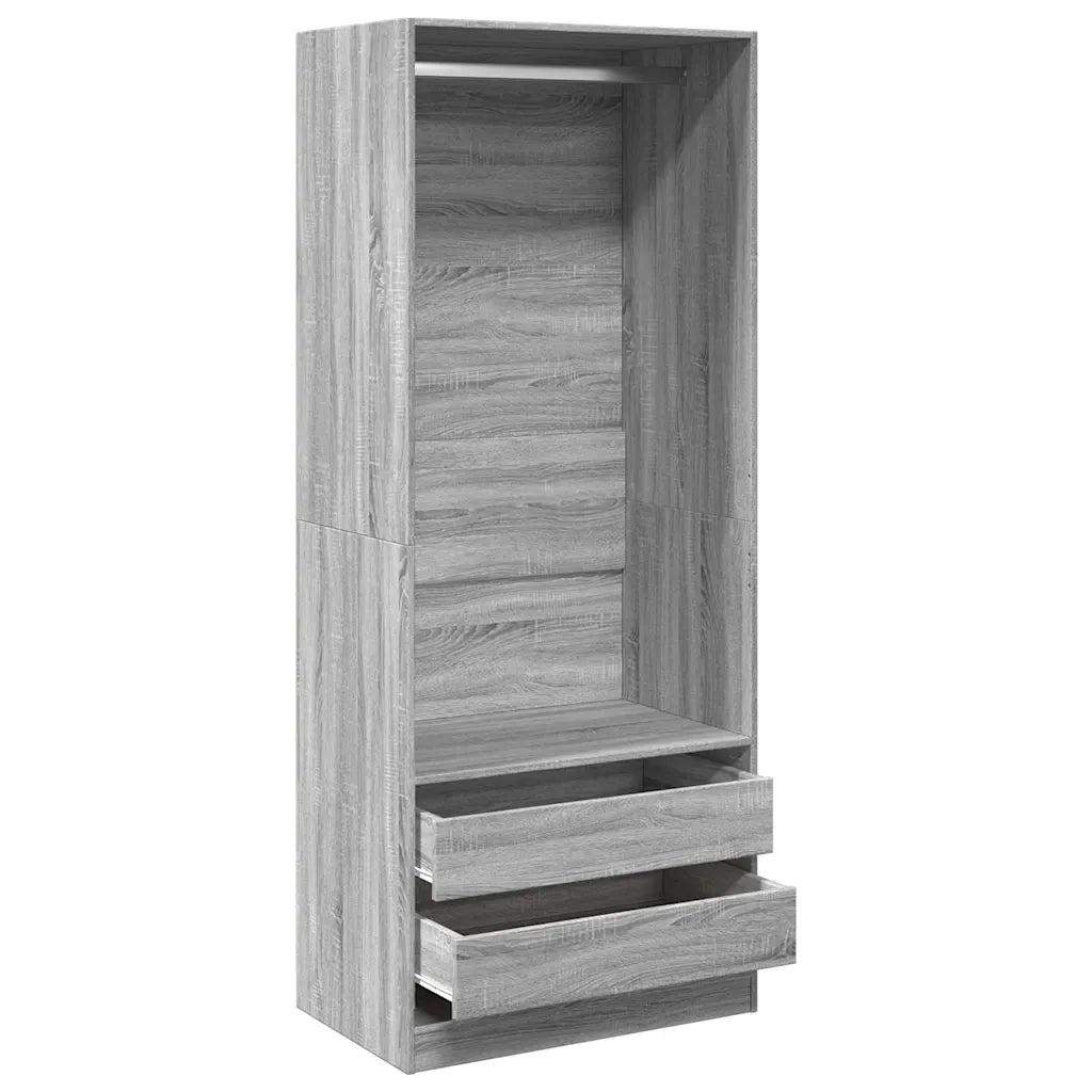 Armadio Grigio Sonoma 80x50x200 cm in Legno Multistrato
