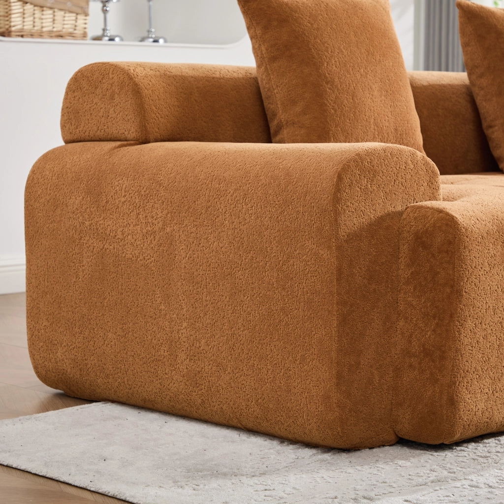 Divano Angolare Modulare con Poggiapiedi ¨C MINIMAL ¨C 3 Posti, Arancione, Memory Foam, 268x102x78 cm