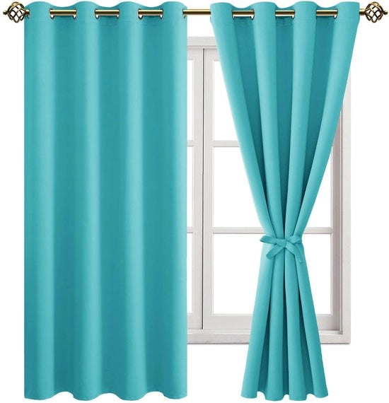 Tende da oscuramento 175 x 140 cm - 2 pezzi - Polyester - Inserimenti - Embrassature decorative - Cinture regolabili - Decorazione per finestre