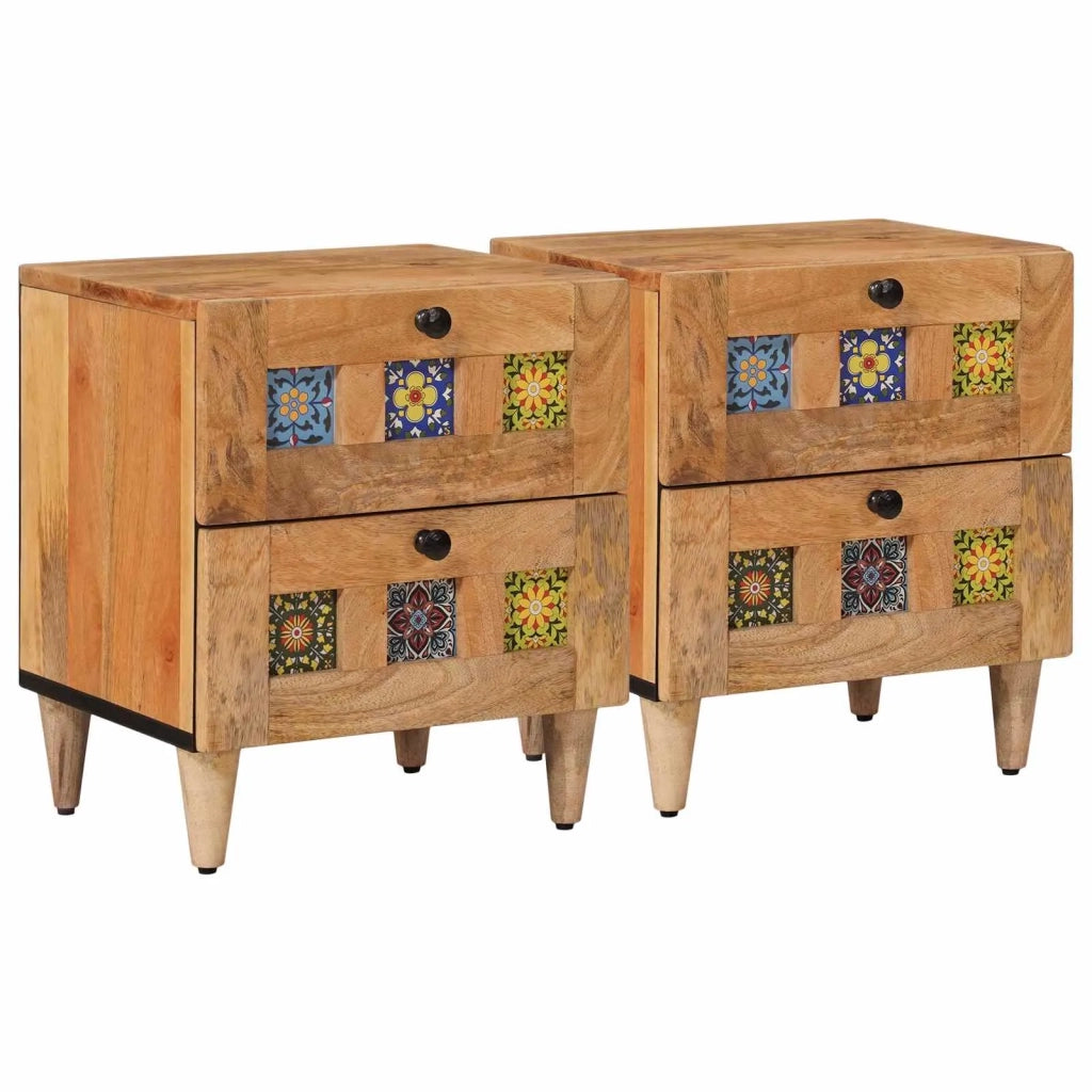Armadio da Notte con cassetto 2 pcs Naturale 40 x 33 x 46 cm 4018259