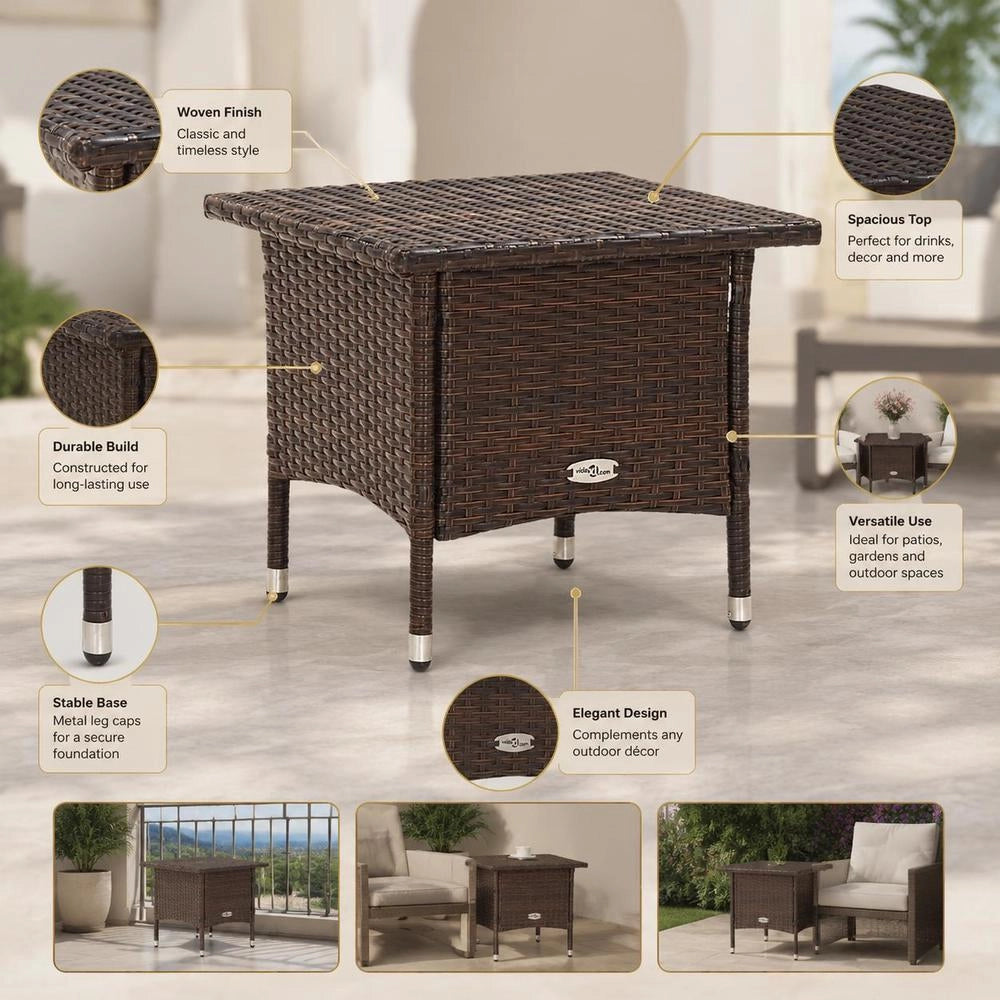 Side Table, Brown, 50x50x47 Cm, Poly Rattan
