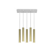 Lampadario Industrial-Minimal Xeana Metallo Bianco Ottone 5 Luci Gu10