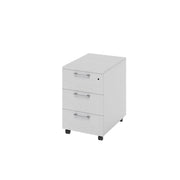 Cassettiera tre cassetti da ufficio con ruote e serratura colore Bianco H40x58x55cm