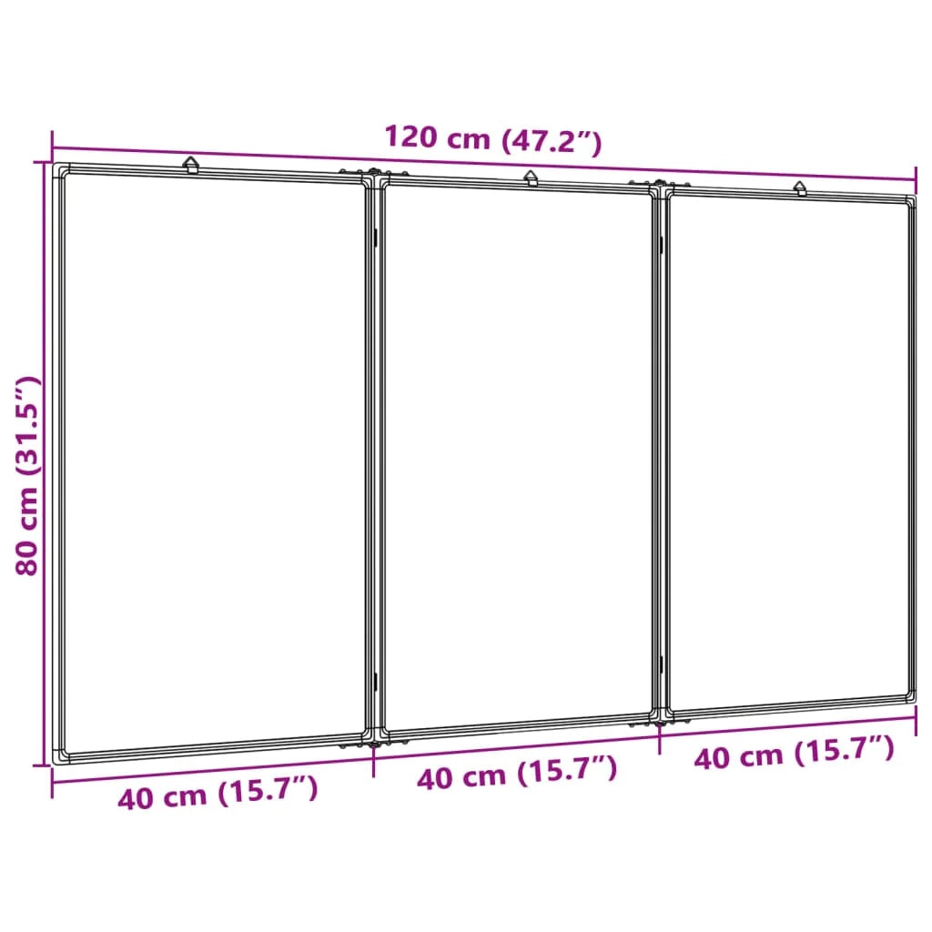 Lavagna magnetica pannello di scrittura scuola casa ufficio pieghevole 120 x 80 x 1,7 cm alluminio 02_0045520