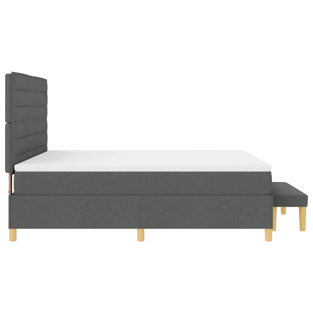 Letto a Molle con Materasso & Panchina Grigio Scuro 180x200 cm Tessuto