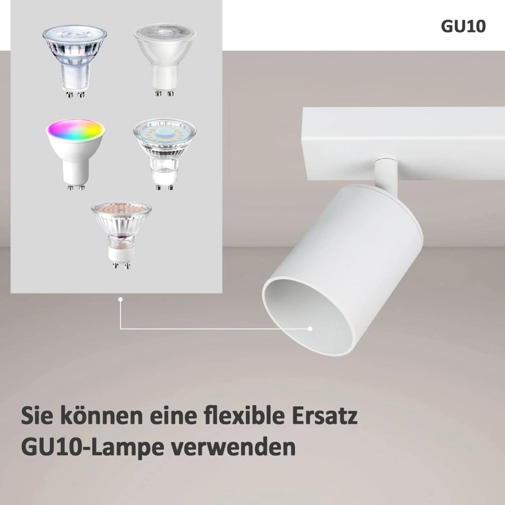 ZMH Faretto da soffitto bianchi 3 luci GU10 girevoli 350° moderni industriali anche parete per ingresso soggiorno max25W