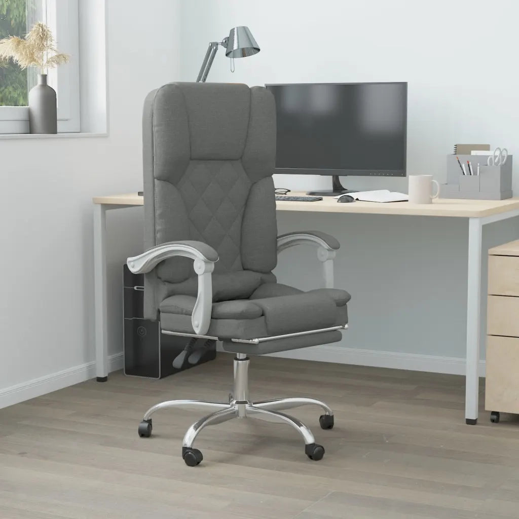 Sedia da Ufficio Massaggio Reclinabile Grigio Scuro in Tessuto cod mxl 10268
