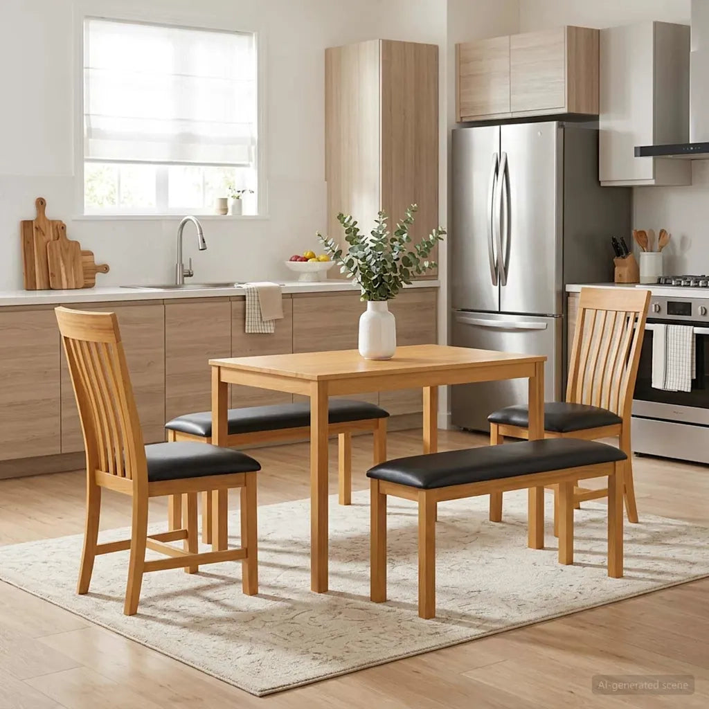 Set da pranzo 5 pz Nero Legno di Quercia Massello 3430286
