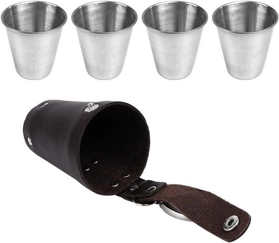 Set di bicchieri da vino in acciaio inossidabile a 4 pezzi - Bicchieri da vino eleganti con smalto - Portabicchieri portatile - Utilizzo all'aperto e interno - Bianco per vino e cocktail - Adatto per feste - Argento.