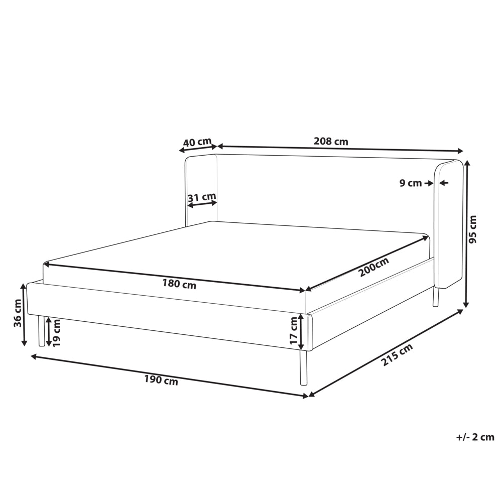 Letto con rete a doghe velluto beige 180 x 200 cm testiera e gambe nere camera da letto soggiorno