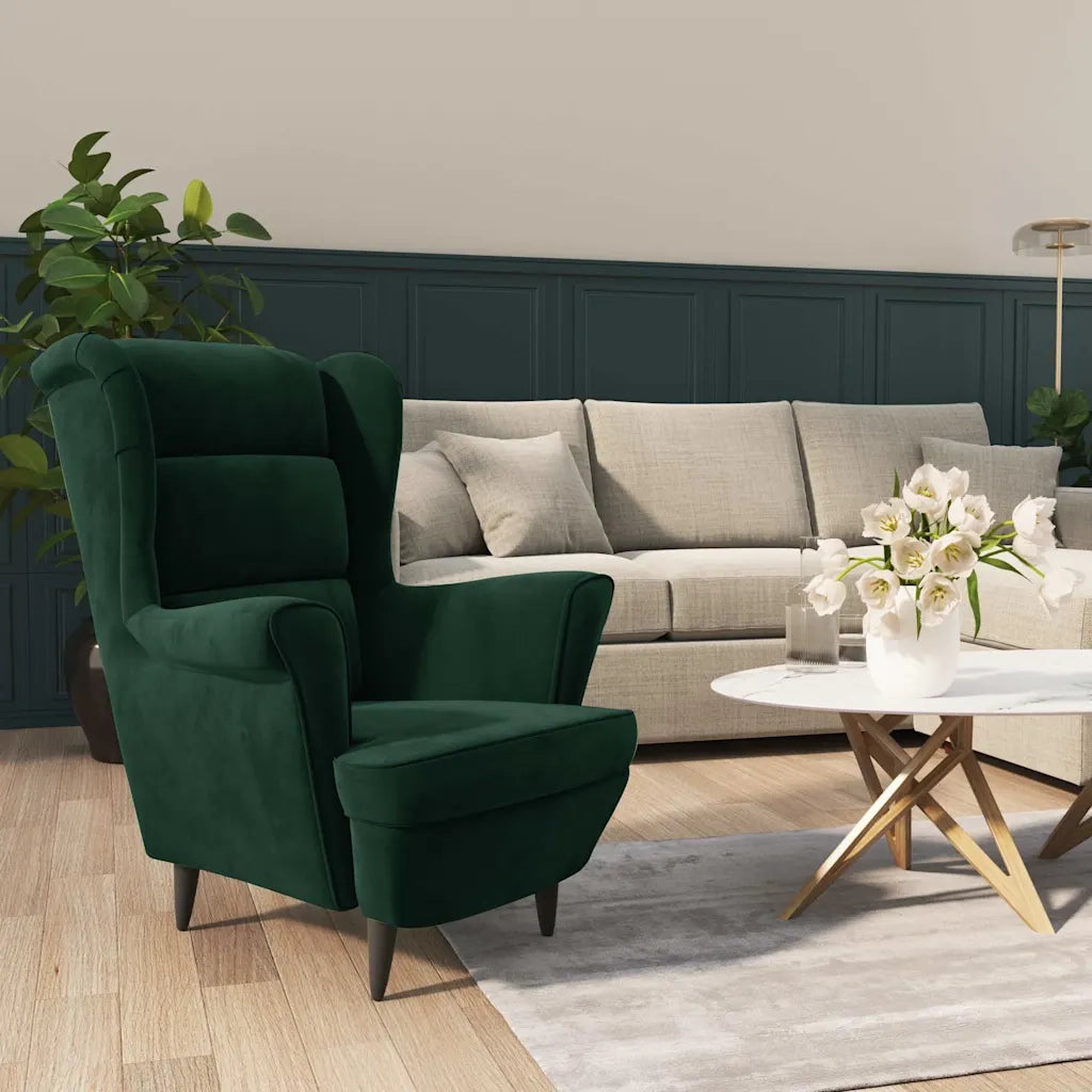Divano Sedia-Poltrona Verde Scuro Velluto 376266