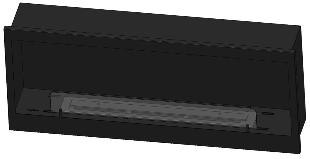 Camino a Bioetanolo da Incasso 120x50 cm Inside 1200 Nero con Vetro